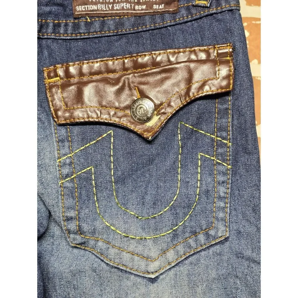 True Religion World‎ Tour Bootcut Jeans 34 Billy Supert Flap Pockets Denim READ!